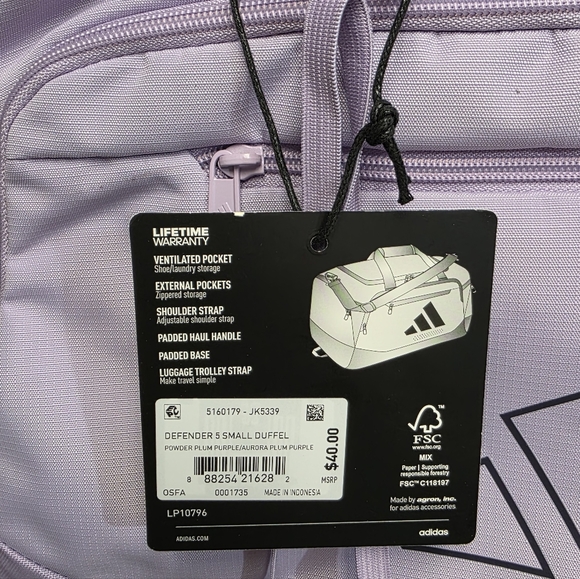 Adidas Defender 5 Small Duffle Bag In Powder Plum Purple. - Picture 11 of 13